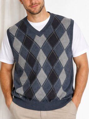 Pronto Uomo Sweater V Neck Vest Men's Size XL Gray